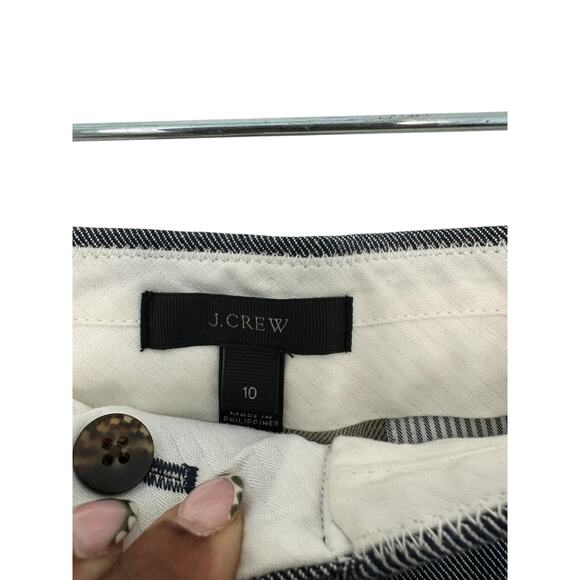 J.Crew Gray White Work Heavy Chambray Patio Straight‎ Leg Dress Pant Size 10 - Picture 2 of 12